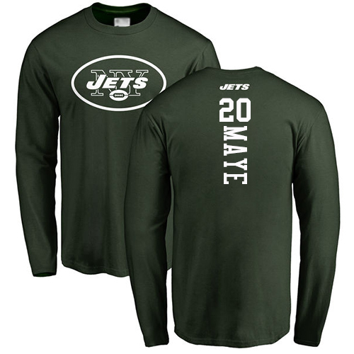 New York Jets Men Green Marcus Maye Backer NFL Football #20 Long Sleeve T Shirt